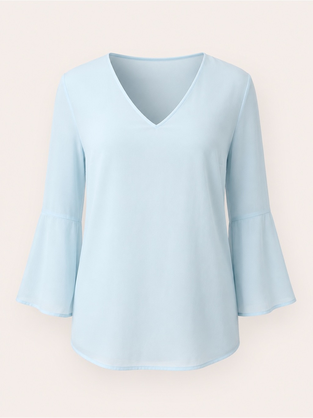 Calvin Klein Light Blue V-Neck Bell Sleeve Top